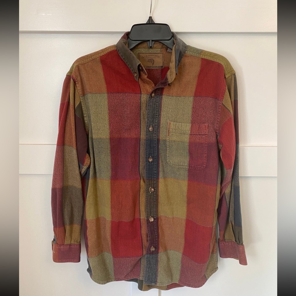 Clearwater Outfitters Long Sleeve Flannel Plaid Men’s‎ Button Front Size Medium